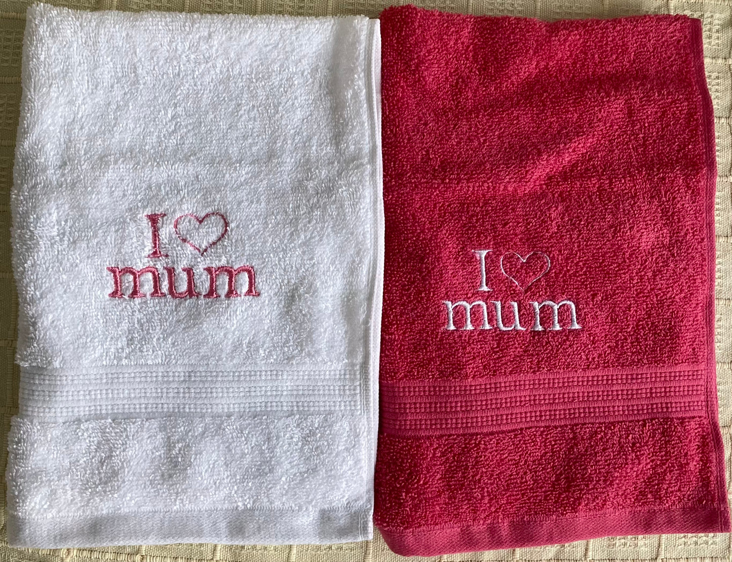 I love mum embroidered hand towel