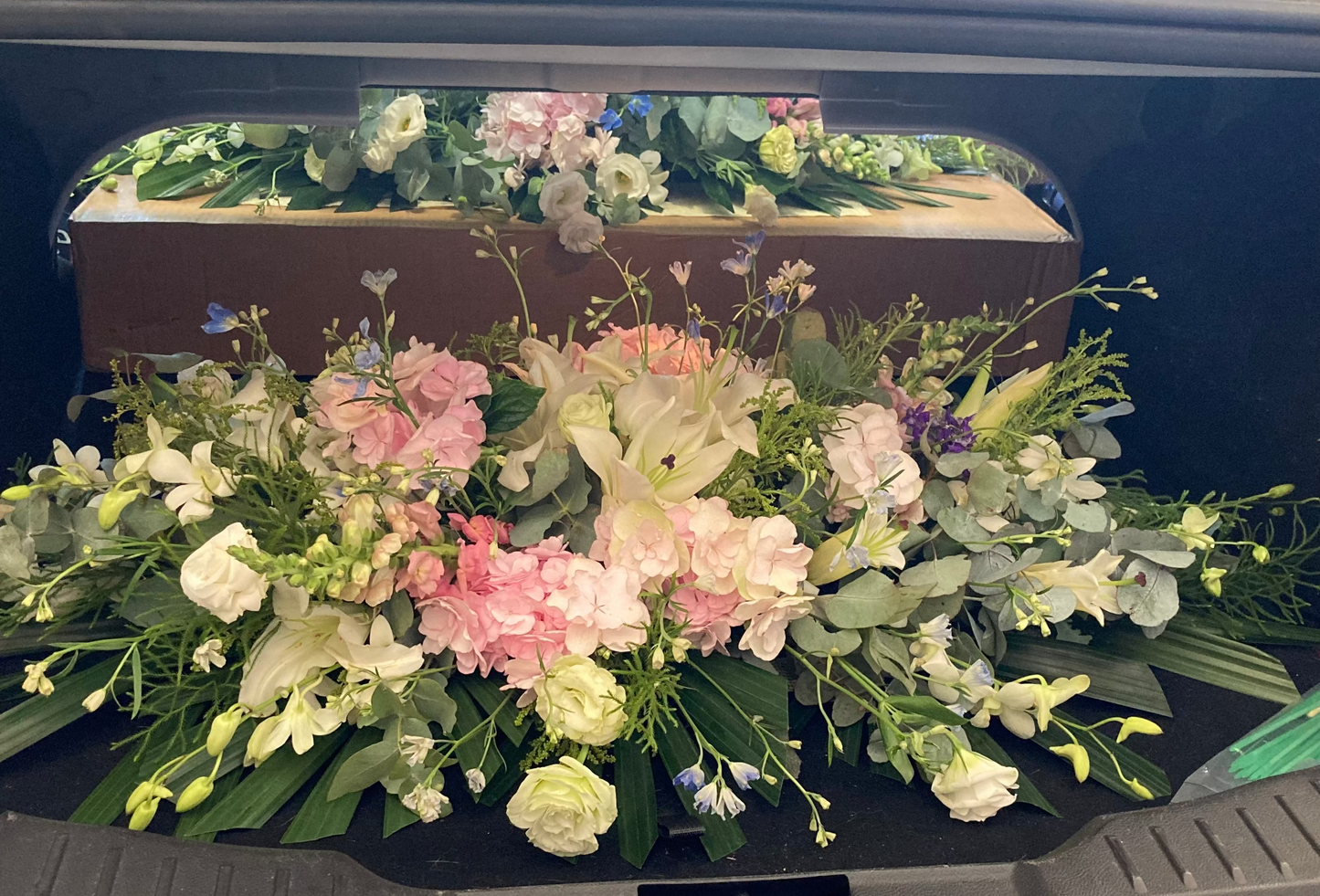 Memorial tribute floral arrangement